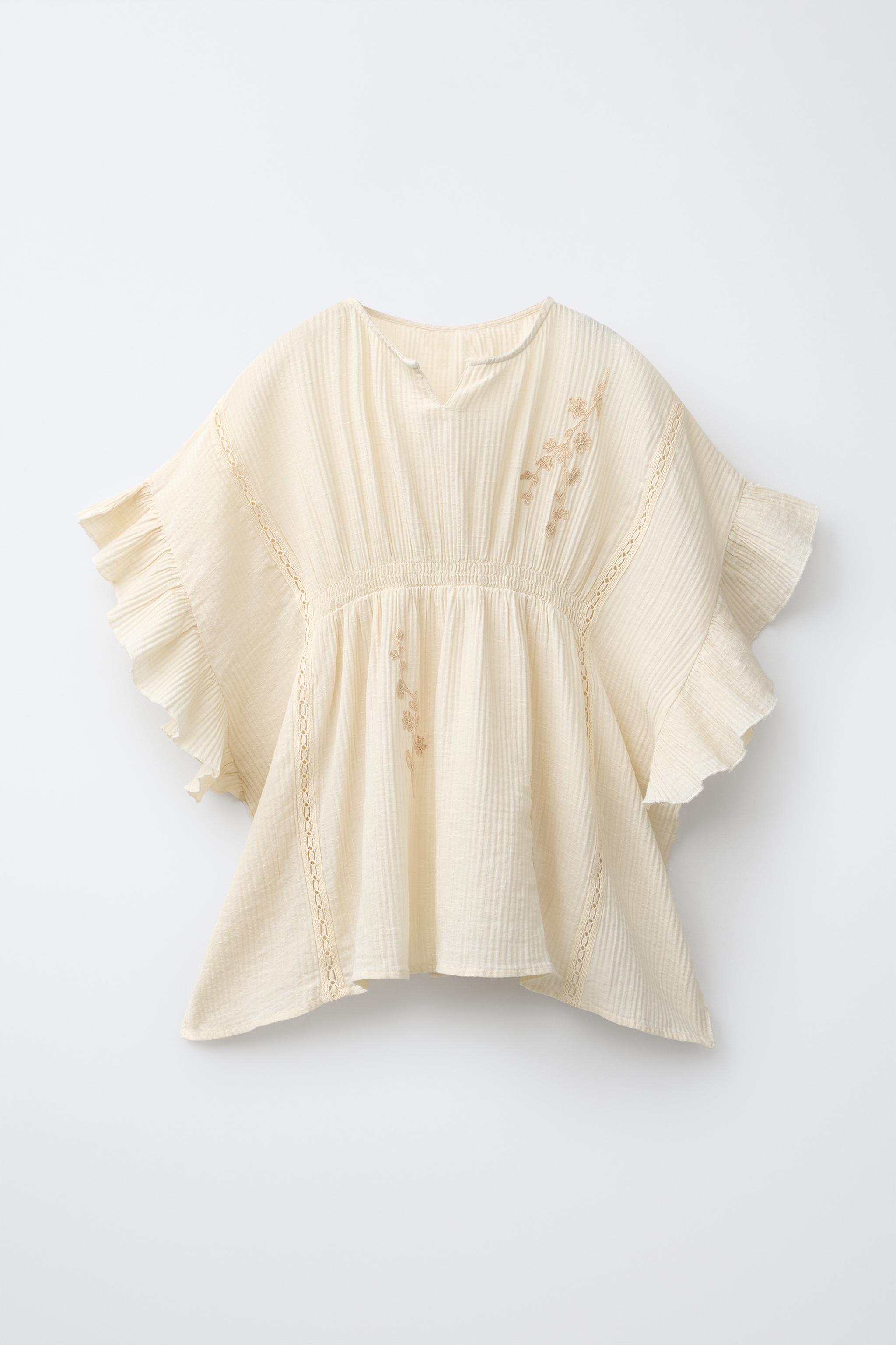 EMBROIDERED LACE INSERT CAFTAN